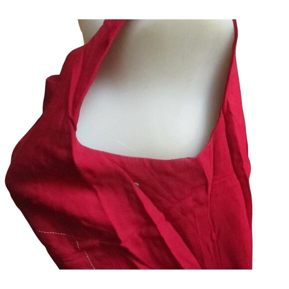 6/8 Vintage 1960's Dress Belted MR FINE DALLAS TEXAS BLOOD RED MIDI SLEEVELESS - Picture 6 of 8